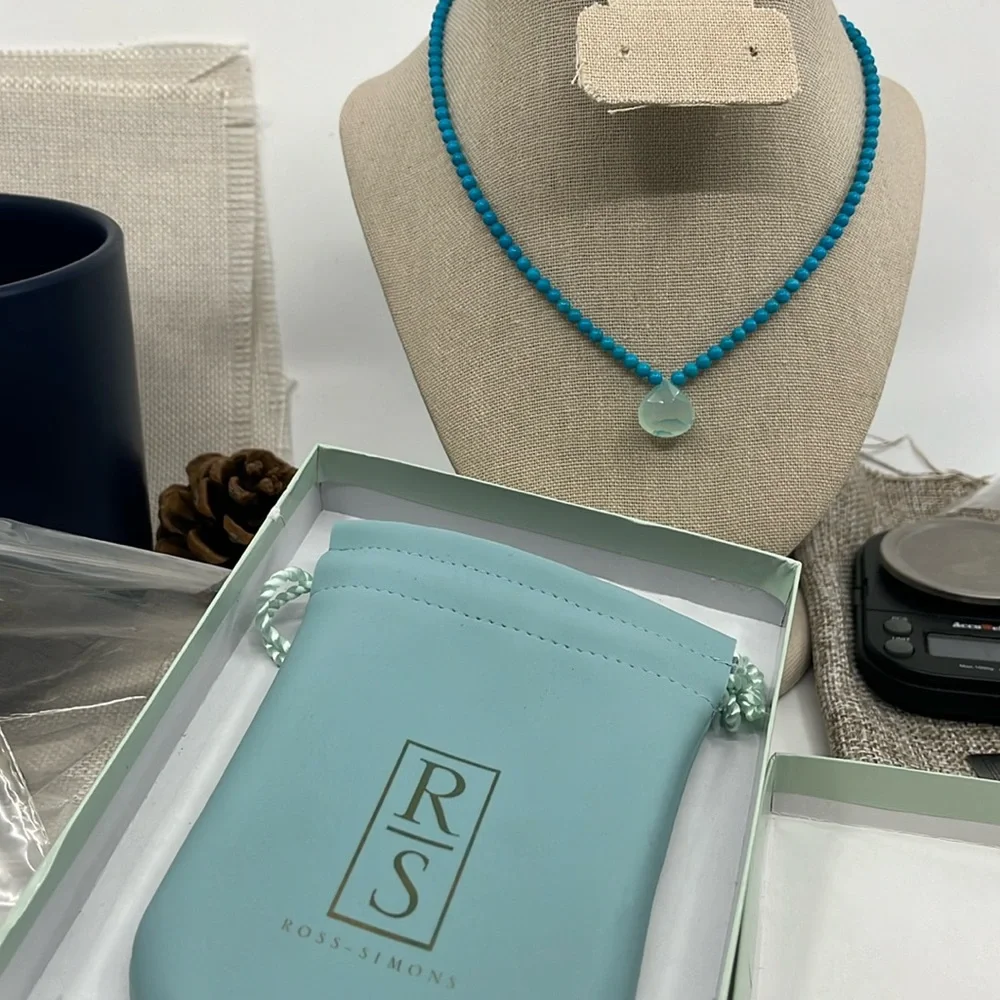 Vintage Ross Simons Necklace with Turquoise Beads & Freeform Pendant - Picture 3 of 8